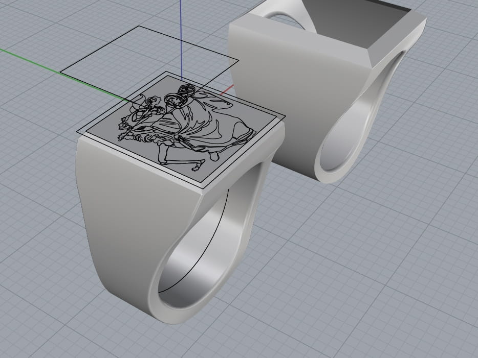 CAD Schmuckdesign mit Motiv Totentanz nach Hans Holbein der Jüngere