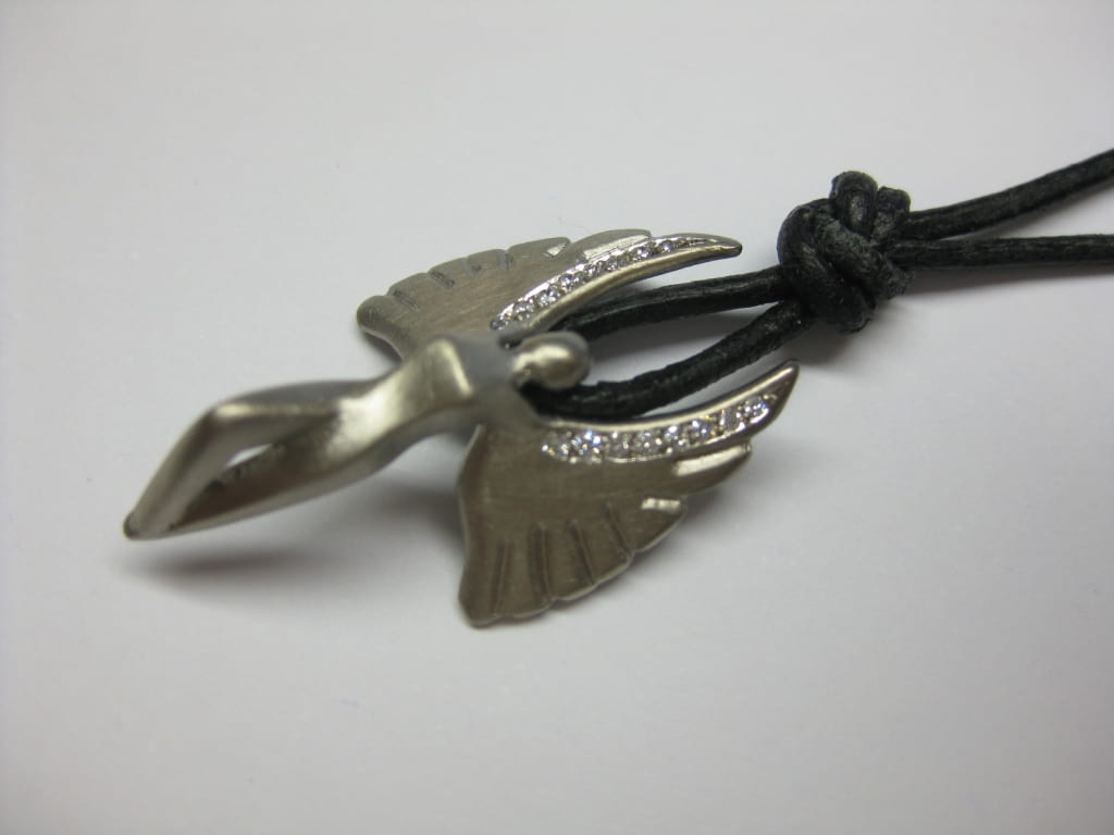 Schutzengel Anhänger - 750 Weißgold mit Brillanten
