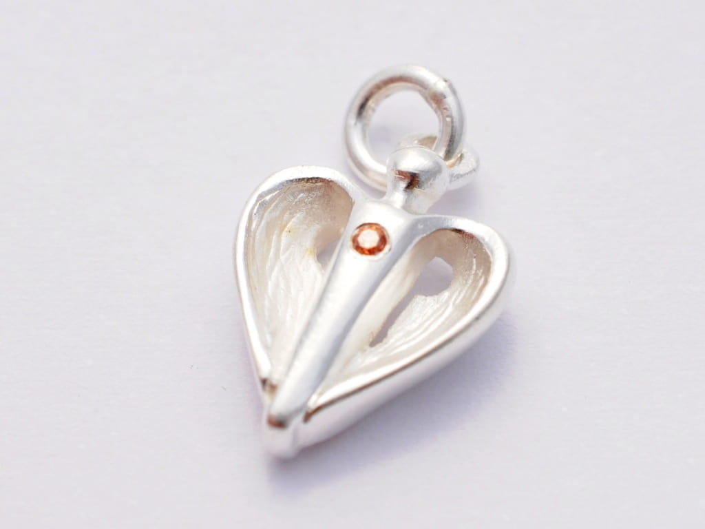 Engel Anhänger aus Silber mit orangenem Diamant