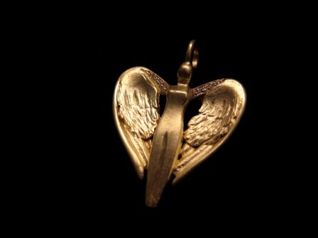 Schutzengel Anhänger - 750 Gelbgold mit Brillanten sehr guter Qualität