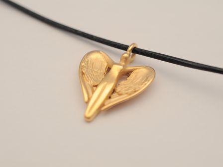 Schutzengel Anhänger - 925 Silber vergoldet an Lederband