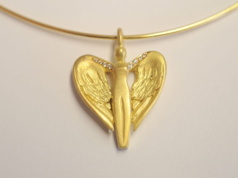 Schutzengel Anhänger - 750 Gelbgold an Omegareif