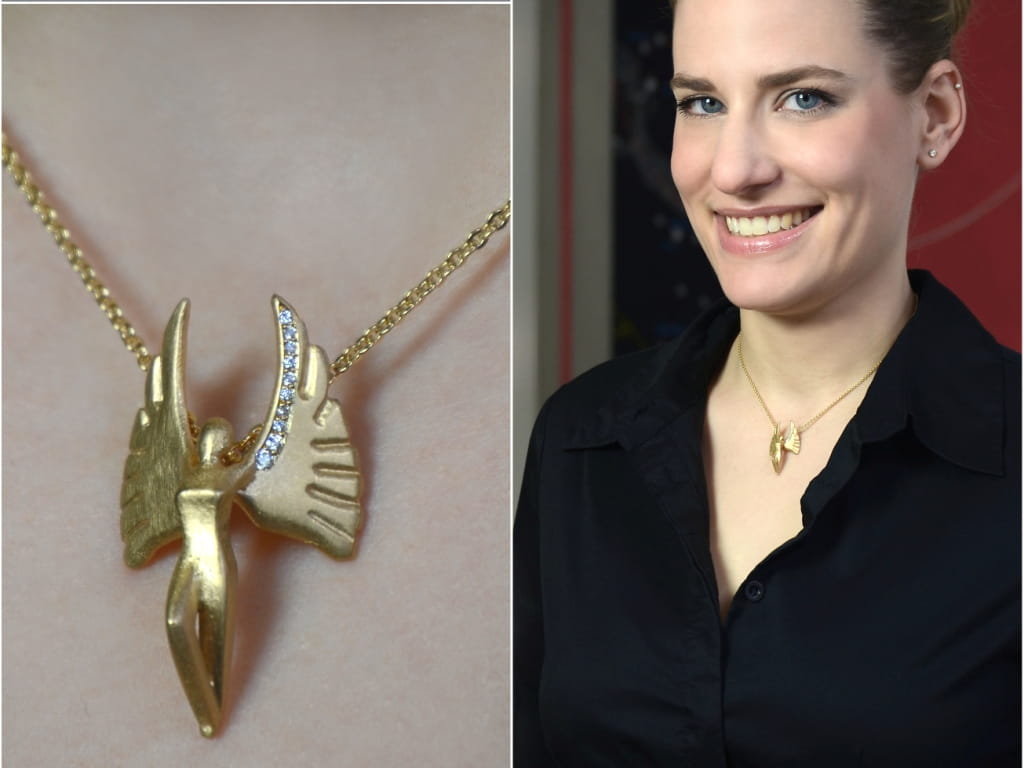 Schutzengel Anhänger - 750 Gelbgold mit Brillanten