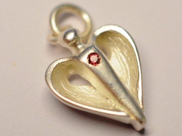 Schutzengel Anhänger mit rosafarbenem Diamant