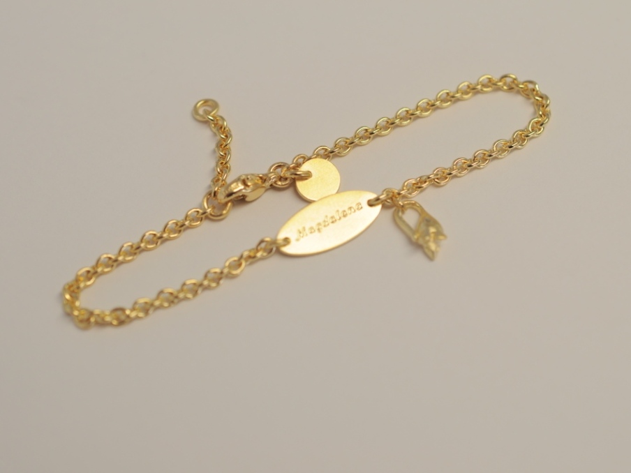 Kinderarmband aus goldplattiertem 925 Silber mit Gravurmöglichkeit