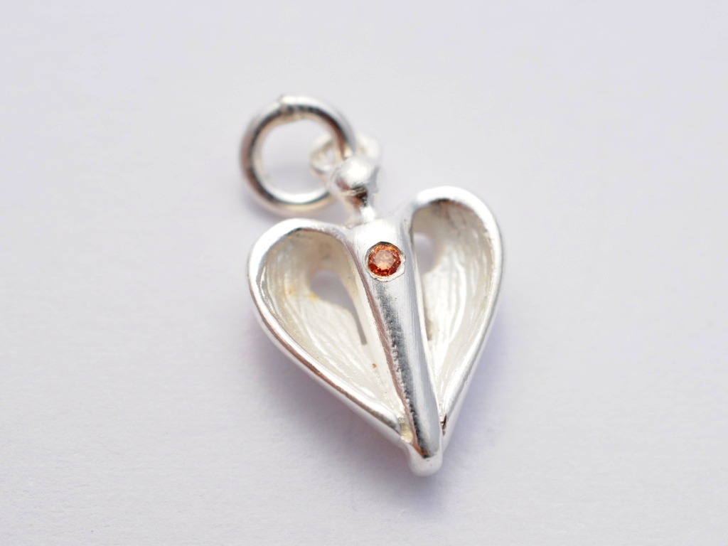 Kinderengel Anhänger 925 Silber mit orangenem Diamant